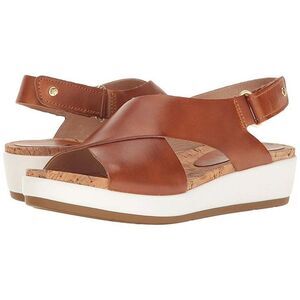 PIKOLINOS Women’s Brown Leather Mykonos Platform Sandal Size 8 EU 38